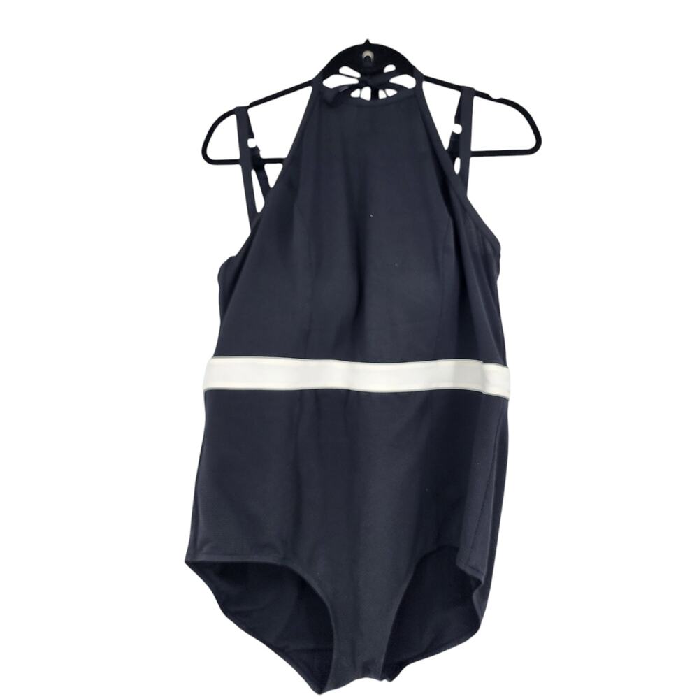 Torrid Womens Black & White Halter One-Piece Swimsuit Size 3 Nylon/Spandex Blend